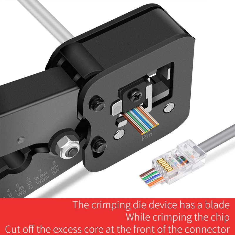 Cncob alicate ferramentas manuais de rede rj45, descascador de cabos 8p8c rj12 rj11 braçadeira + 30 cat6 conectores e capas de transmissão