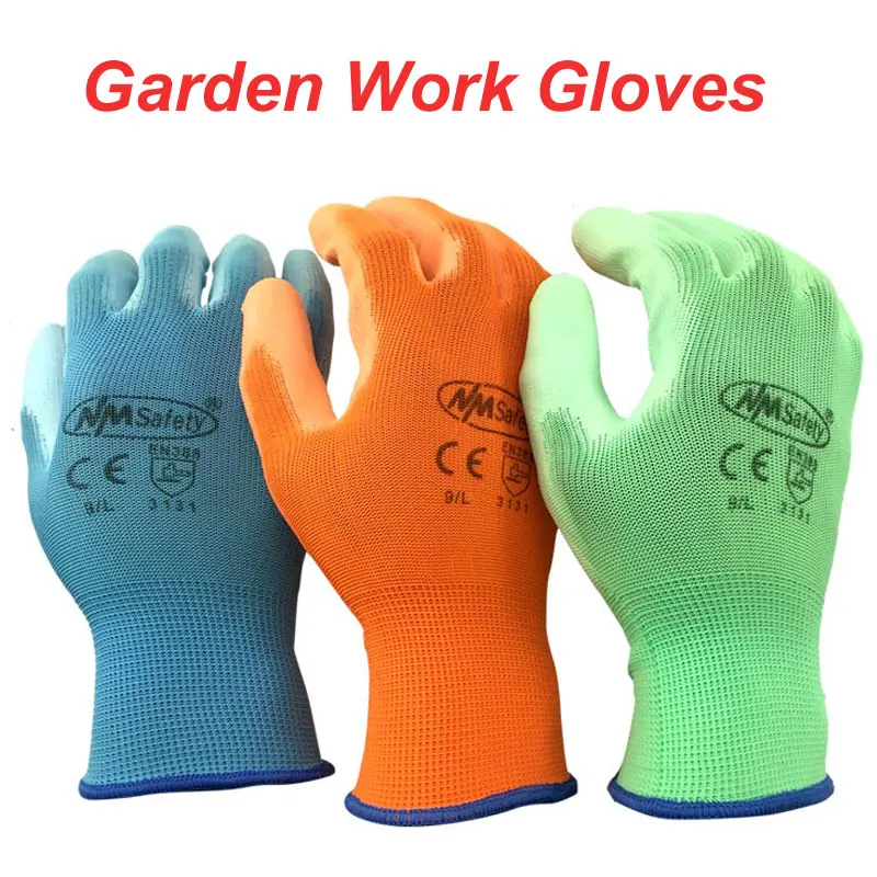 

24 Pieces/12 Pairs Garden Working Safety Glove With PU Rubber Coated Palm Professional Safety Hand Industry Gloves