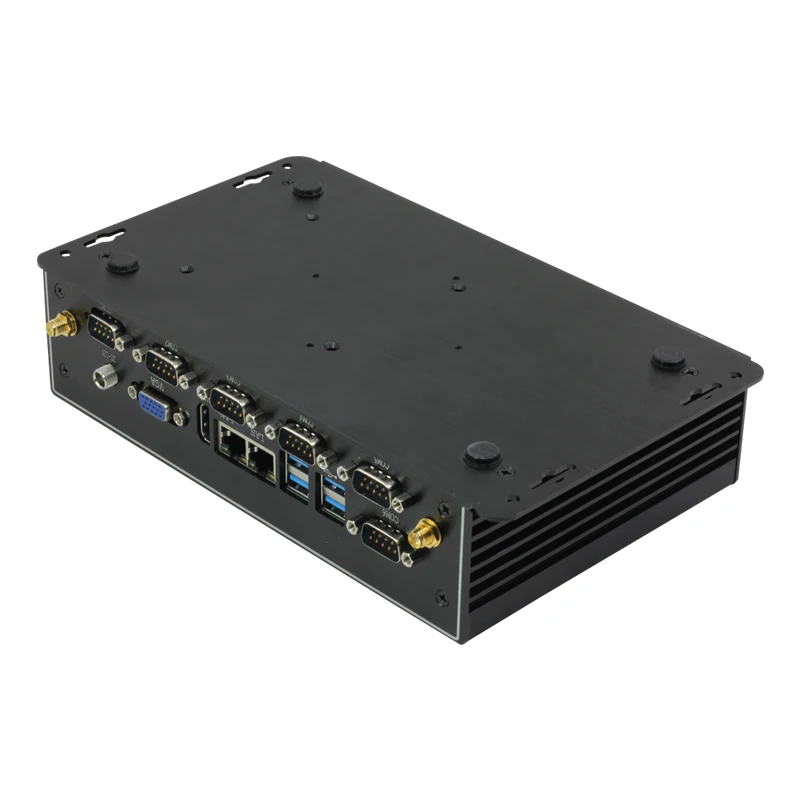 Fanless Industrial Mini PC Intel Celeron 2955U 6x COM RS232 RS485 Dual Ethernet HDMI VGA 8x USB SIM 4G LTE WiF Windows Linux