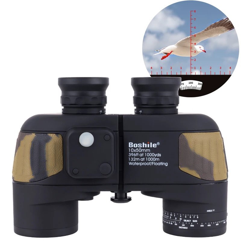Boshile 10X50 HD High Power Binoculars With Rangefinder Compass Military Nitrogen Waterproof Telescope for Hunting Bird Watching