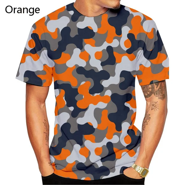 Summer New Men Casual Fashion Camouflage Printing 3D T-Shirt Short Sleeve Tops Size Xs-5Xl