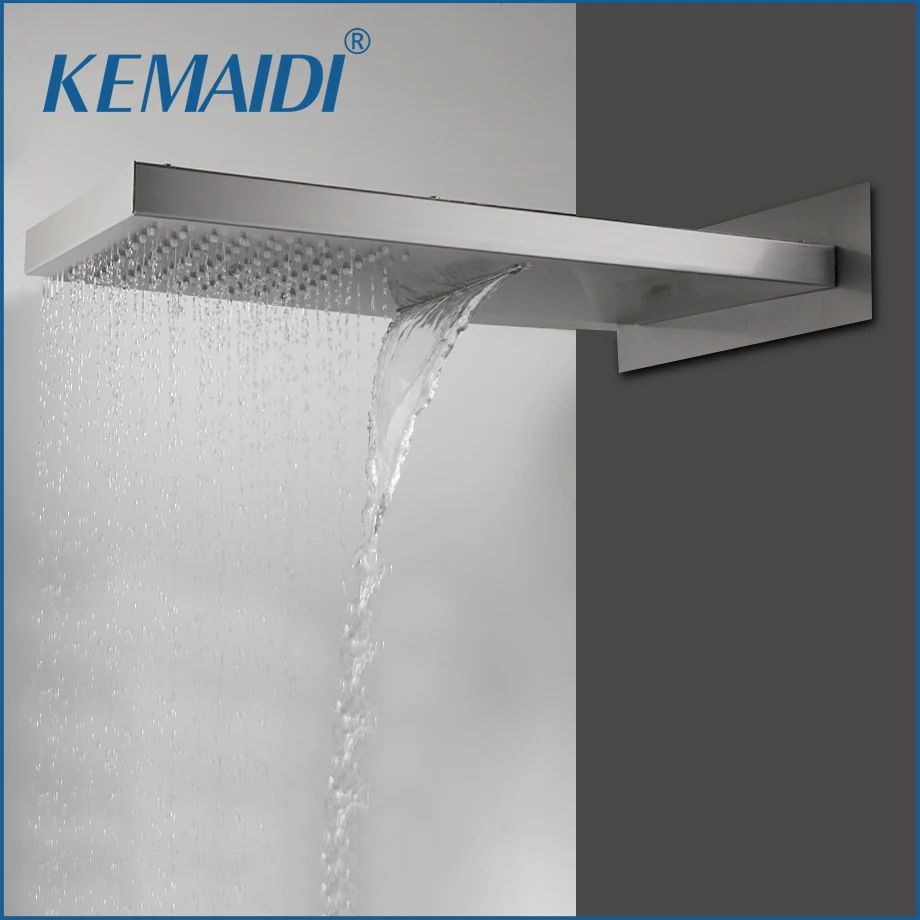 KEMAIDI Shower Head Square Stainless Steel Rainfall & Waterfall Shower Head For Bathroom Rain Shower Faucet Set Wall Mounted