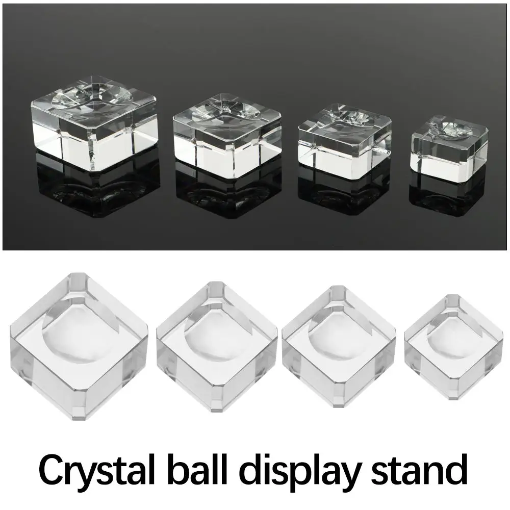 1PC New Transparent Crystal Sphere Base Square Support Ball Display Stand Crystal Glass Pedestal Holder Crafts Home Decoration