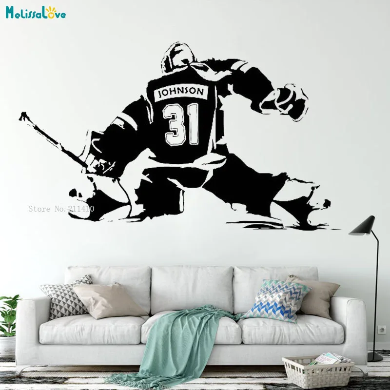 Female Ice Hockey Goalie Vinyl Decals CUSTOM NAME Girl Goalkeeper Wall Art Goaltender Woman Sticker Sports Bbedroom Decor YT5423