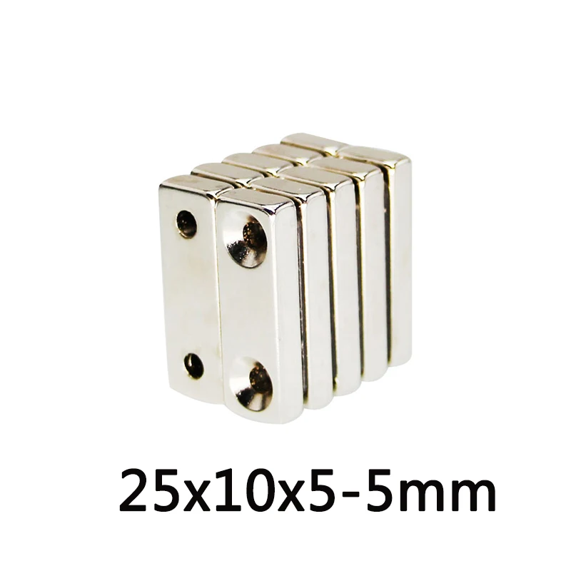 10/20/30/50/100/200 pcs 25*10*5-5 Super Neodymium Magnets Countersunk hole 5mm Block Permanent Magnet 25x10x5-5mm Powerful