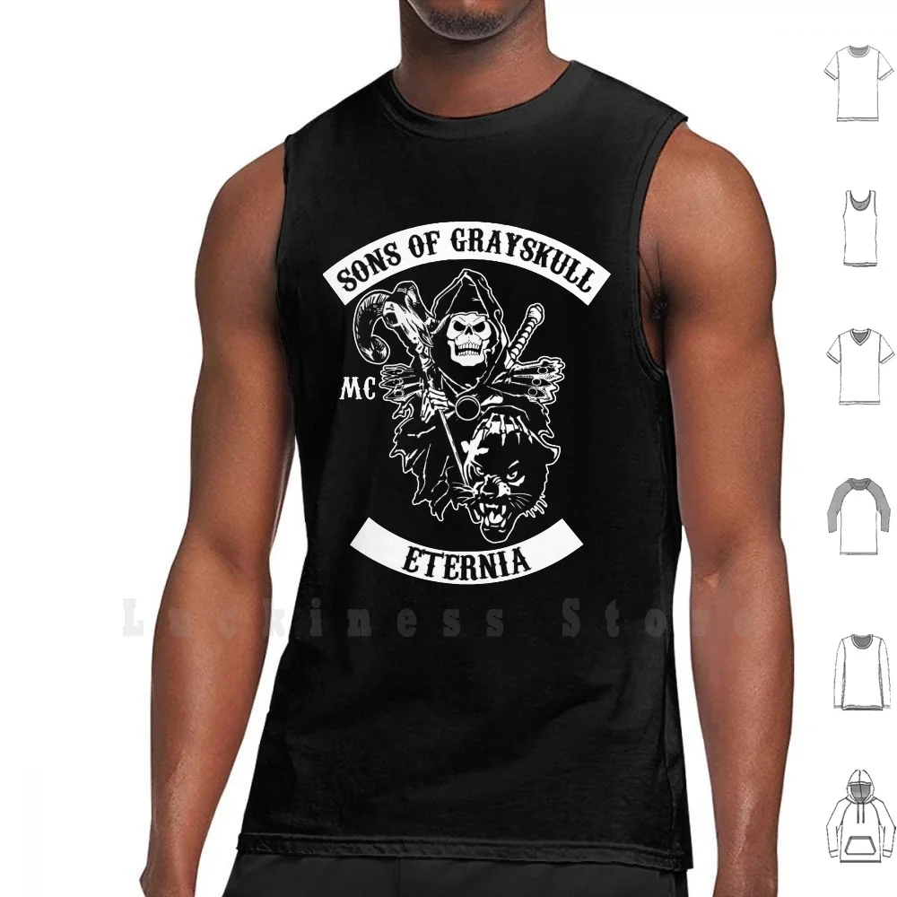 Sons Of Grayskull!! ( Black ) Tank Tops Vest 100% Cotton Castle Grayskull He Man Master Universe Skeletor Motorcycle Club