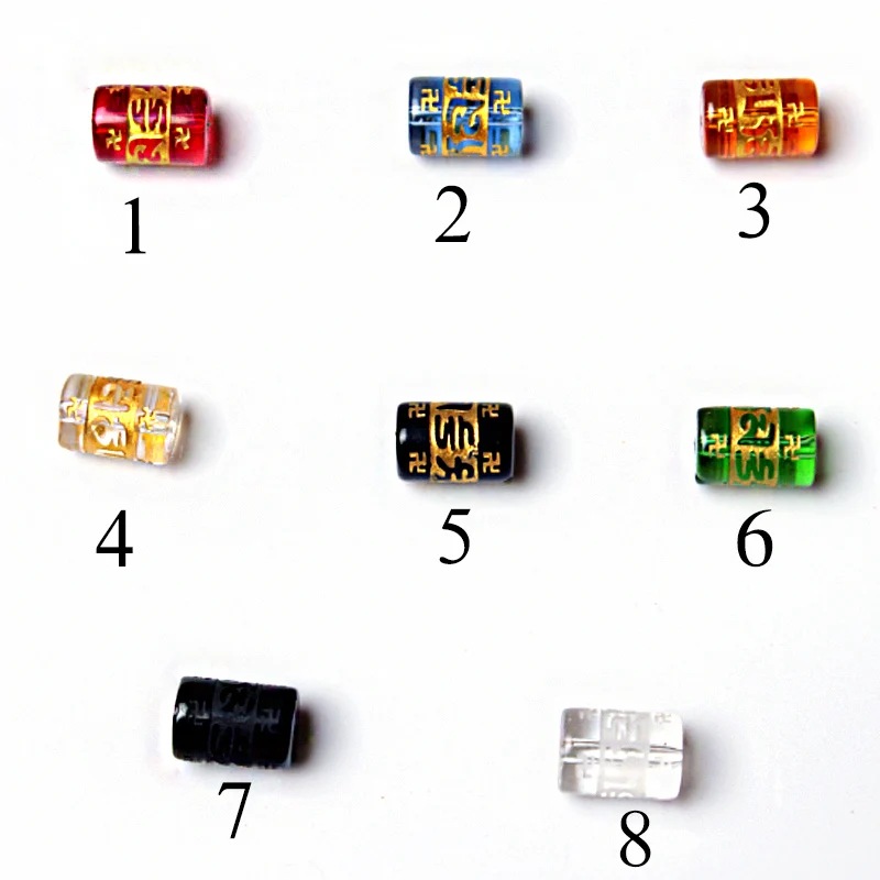 4A Natural Colorful Barrel Agate Six Word Mantra Quartz Crystal Single Bead DIY Jewelry Making