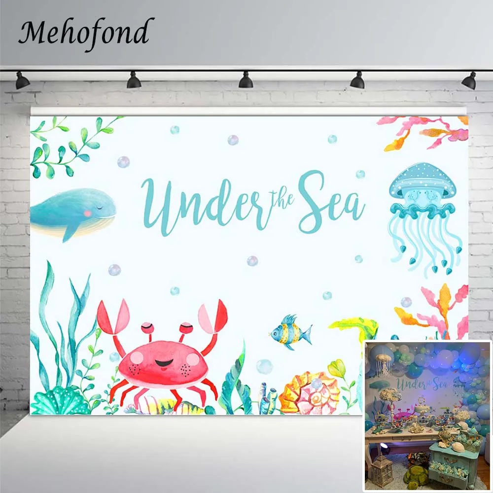 

Mehofond Under The Sea Photography Backdrop Birthday Baby Shower Party Decoration Boy Girl Photocall Background For Photo Studio