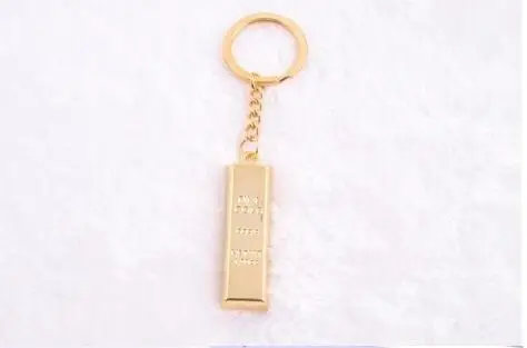 

200pcs/lot 2015 New High Quality Zinc Alloy Gold Bar Shaped Keychains Novelty Metal Keyrings Gift