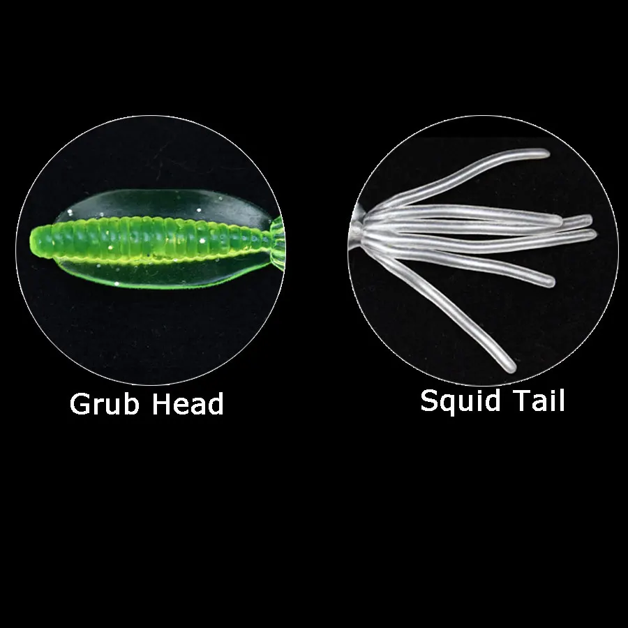 JYJ  20pcs 6cm Squid Soft grub Baits Fishing Soft Lures Wobblers Silicone Worm Jig Head for Fishing Artificial Baits Isca Pesca