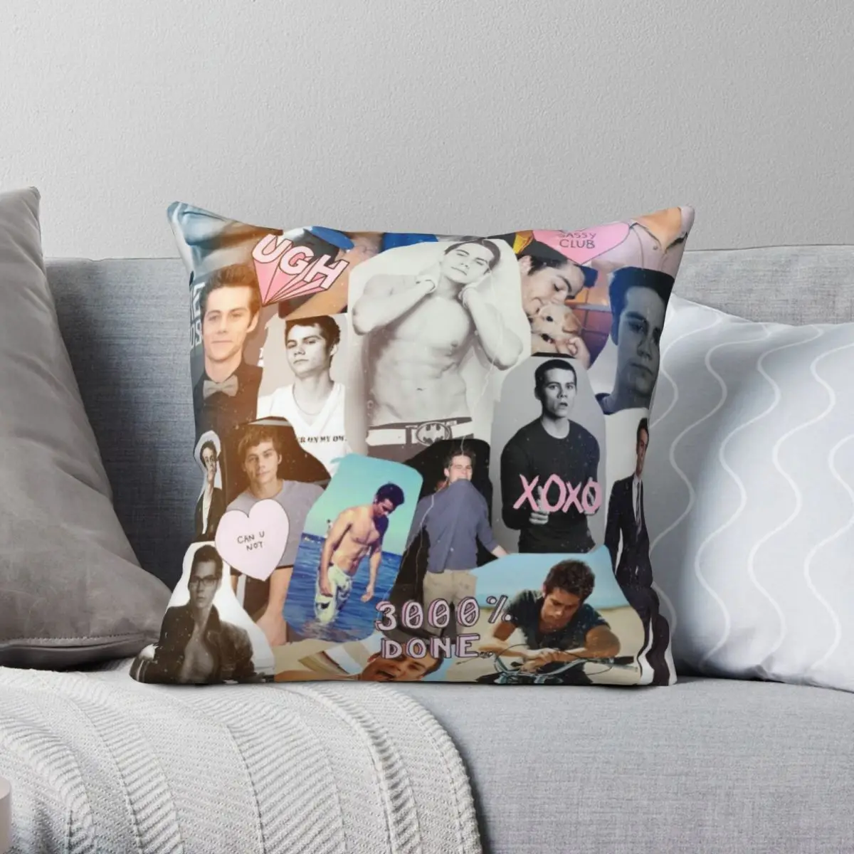 Dylan O'Brien Collage Square Pillowcase Polyester Linen Velvet Printed Zip Decor Throw Pillow Case Home Cushion Cover 45x45