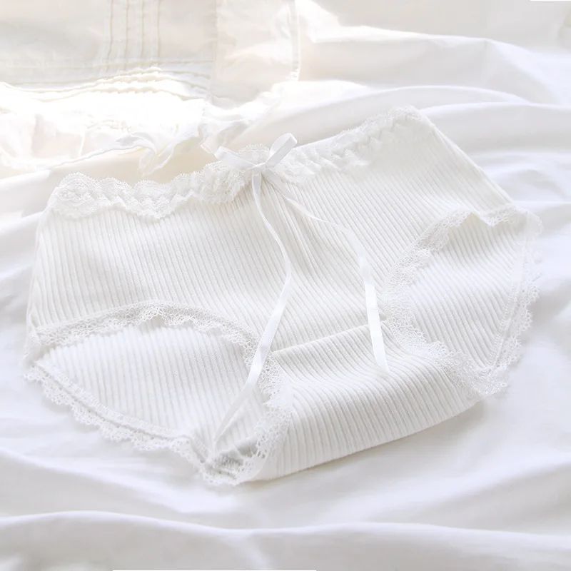 girls underwear 6pc/bag new cotton lovely soloid middle waist briefs young girl panties Teenagers Intimates M L XL white