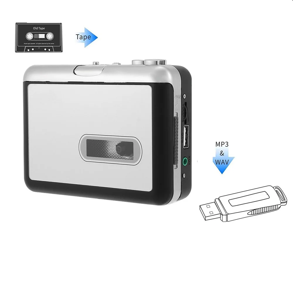 

Cassette to USB Flash disk audio tape player converter. no pc need, MP3,WMA format.audio decoder inside, playback the recorded