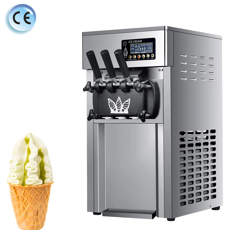 Best Selling 2100W  Soft Ice Cream Automatic Ice Cream Machine With 3 Flavors Cold Drink Shop Equipment