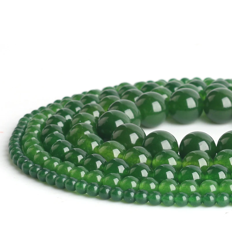 Wholesale 4 6 8 10 12mm Round Green Chalcedony Jades Beads Natural Stone Gem Beads For Diy Jewelry Making Bracelets Jewellery