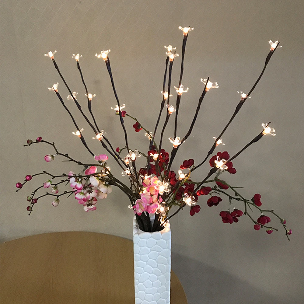 5V Willow Branch LED Light 20 Bulbs Cherry Tree DIY Lighted Branches Battery Operated Holiday Party Home Decoration Nightlight