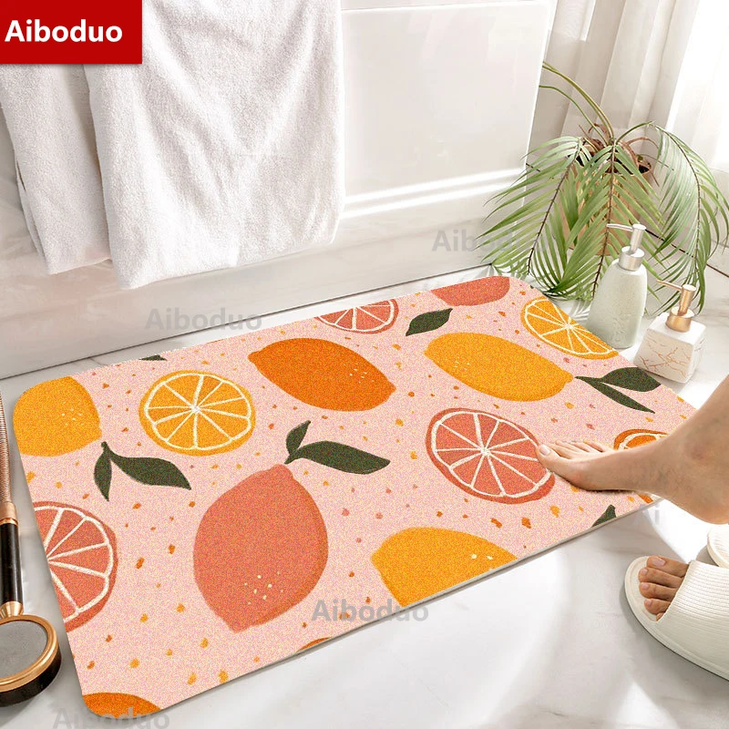 

Cute Cartoon Soft Carpet Non Slip Floormat Set Drop Shipping Grapefruit Bathroom Mat Kitchen Decor Hallway Entrance Doormat Rug