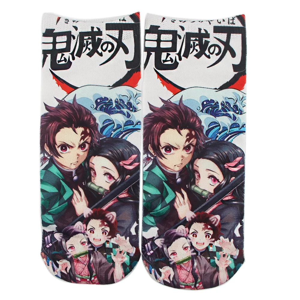 Anime Cosplay Demon Slayer Kamado Tanjirou Kamado Nezuko Agatsuma Zenitsu Costume Cotton Ankle Socks Unisex Adult Short Sock