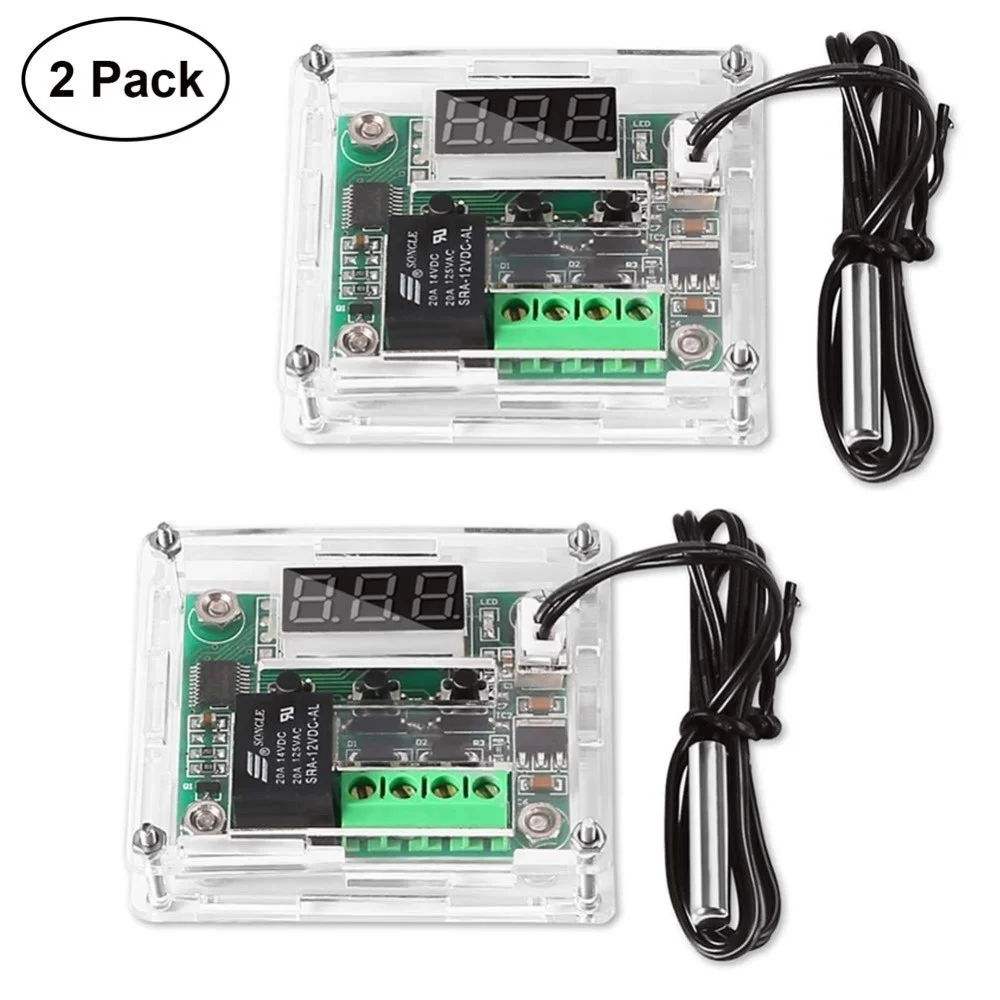2PCS Digital Temperature Controller XH-W1209 with Case Module Display Cooling Switch Thermostat For Waterproof NTC Probe Sensor