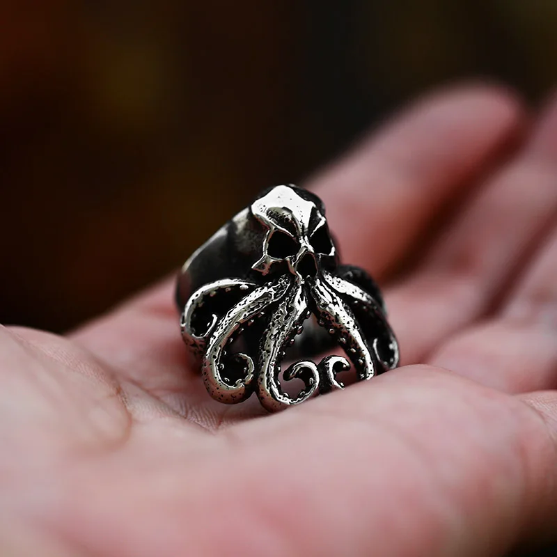 BEIER Stainless Steel Antique Fashion Men Rings Skull Octopus Gemstone Animal Retro Punk Gothic Biker Jewelry Wholesale