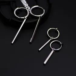 Male Vintage Small Drop Earrings For Women Men Stainless Steel Earring Pendant Circle Ring Earring Piercing Punk earring Jewelry