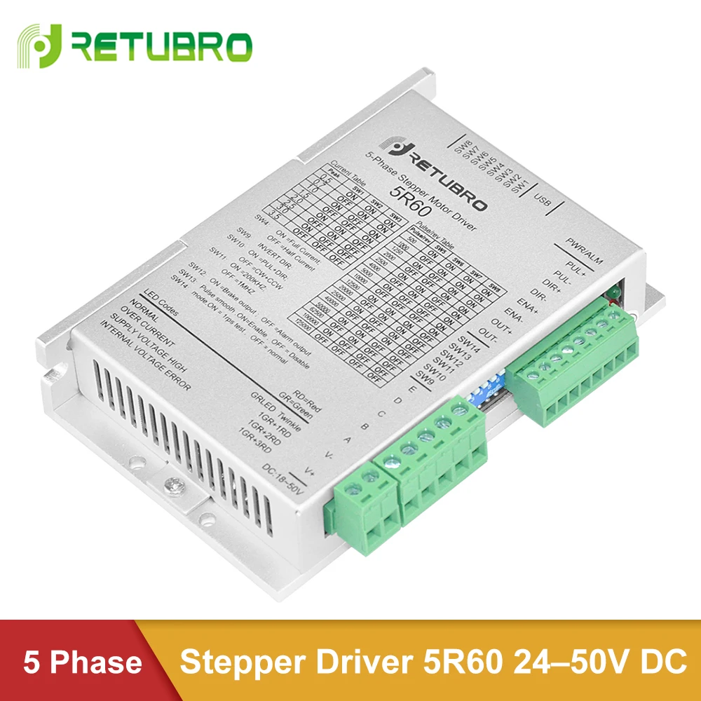 5 Phase Stepper Motor Driver Nema 23 24 5R60 24-50V DC Power Supply Digital Hybrid Stepper Driver