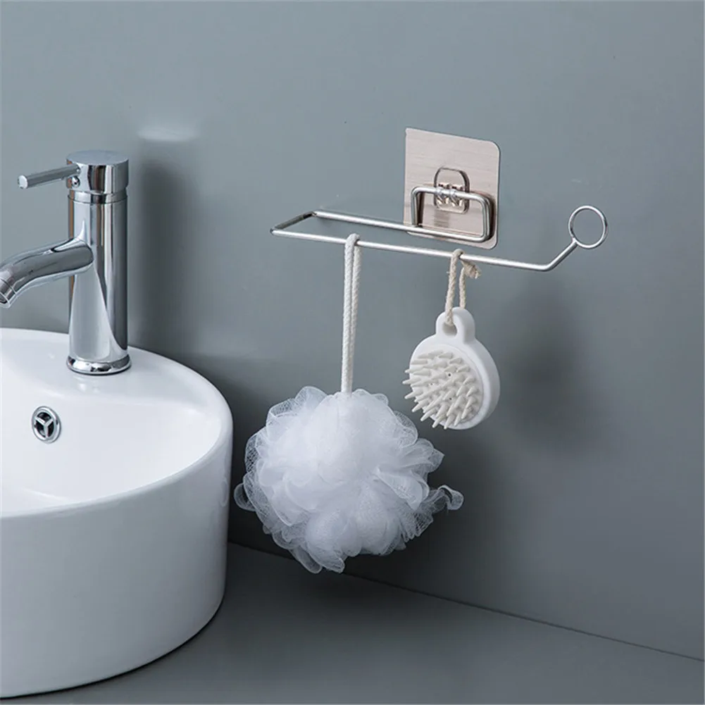 Wall Roll Paper Towel Holder for Kitchen Roll Paper Towel Holder Bathroom Self-adhesive No Drilling Roll Tissue Stand Rack