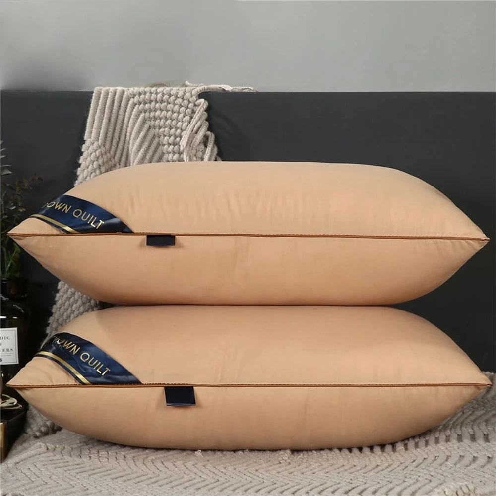 Chinese Natural Cotton Single Pillow 100% Polyester Fiber Orthopedic Neck Pillow Hotel Memory Pillow Healthy Sleep Stand 1PC