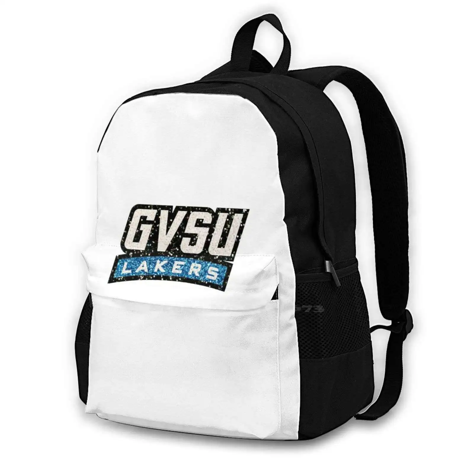 Gvsu Glitter Logo 1 Hot Sale Schoolbag Backpack Fashion Bags Grand Valley State University Gvsu Blue White Black Glitter