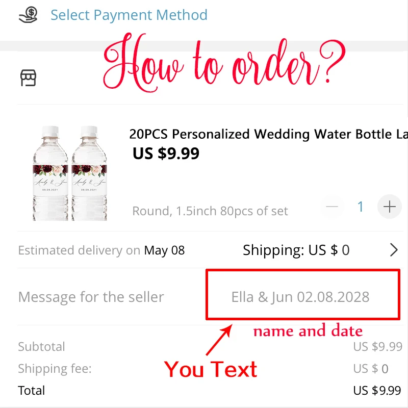 20PCS Personalized Wedding Water Bottle Label,Waterproof 8\