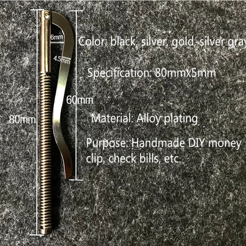 High Quality Zinc alloy Spring Money Clip Bar Slim  Steel Leather Wallet Craft Supplie Open Coil Cash Holder Clamp DIY accessori