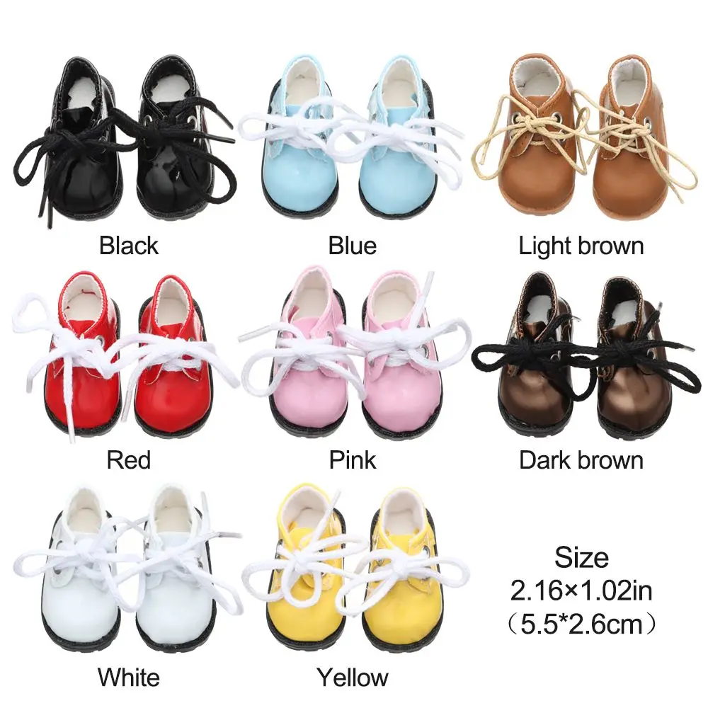 5.5cm Doll Toy Bright Leather Shoes for 1/6 Doll Toys Accessories Handmade Cute Doll Bandage Shoes Girls Gifts Doll Accessories