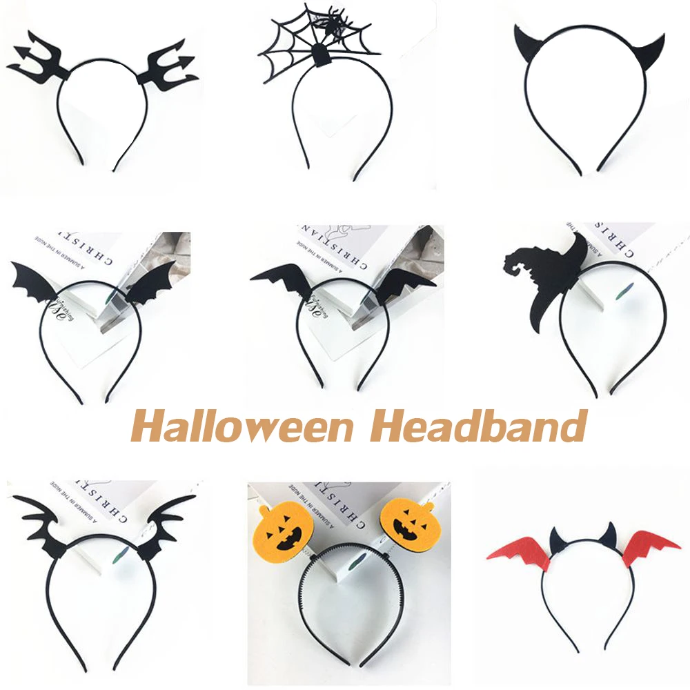 Newest Halloween Animal Ears Devil Wings Bat Cosplay Hair Hoop Funny Pumpkin Costume Party Headwear Women Girl Trendy Headbands