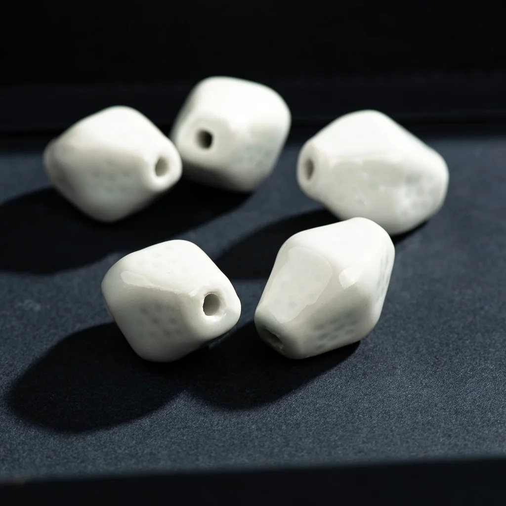 30#2pcs Special Shape White Big Ceramic Beads For Jewelry Making Bracelet Necklace Handmade DIY Materials #XN139