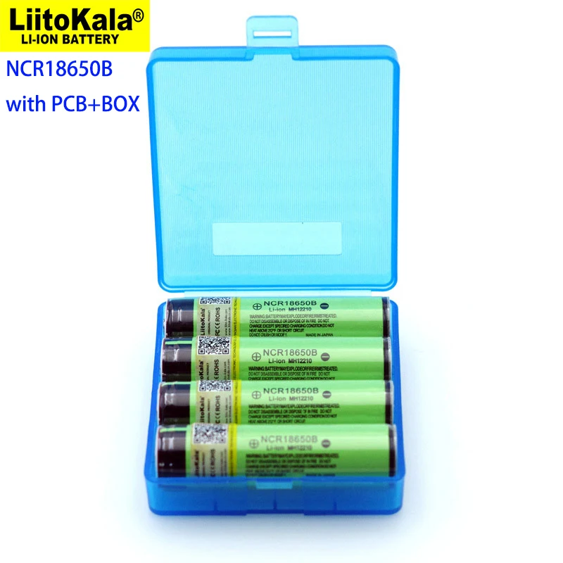 LiitoKala 3.7V 3400mah NCR18650B with PCB Lithium Battery and Lii-MP2 18650 Battery Charger & Power Bank QC3.0 input/output Set