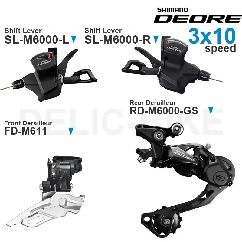 SHIMANO DEORE M6000 3x10v Groupset with Shifter SL-M6000 Front FD-M611 M6000 RD-M6000 Rear Derailleur 3x10-speed Original parts