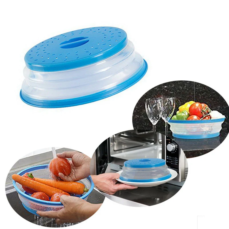 

Splash Proof Cover Water Filter Basket Folding Plastic Protective Multi-functional Microwave Oven Preservation Cover Kitchenware
