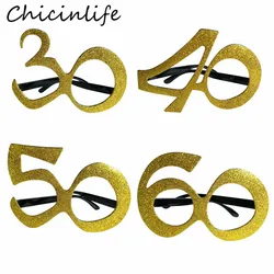 Chicinlife 1Pcs 30 40 50 60 Year Old Glasses Birthday Party Anniversary Men Women Funny Glasses Frame Photo Booth Props Supplies
