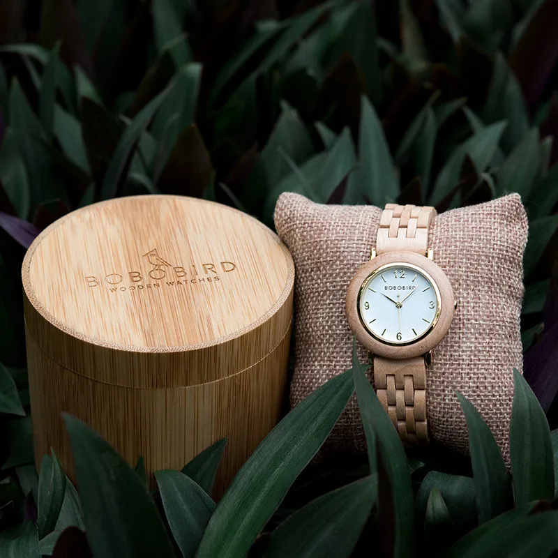 zegarek damski BOBOBIRD Wooden Watches for Women Natural Wood Handmade Female Watches Gift As Best Gift for Ladies In Wood box