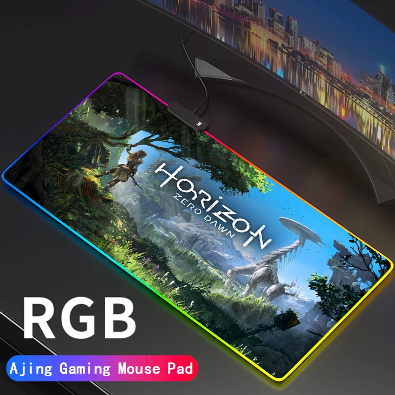 

Большой игровой RGB коврик для мыши с блокировкой и аниме Horizon, компьютерный коврик для мыши со светодиодной подсветкой, Настольный коврик для клавиатуры с поддержкой «сделай сам»