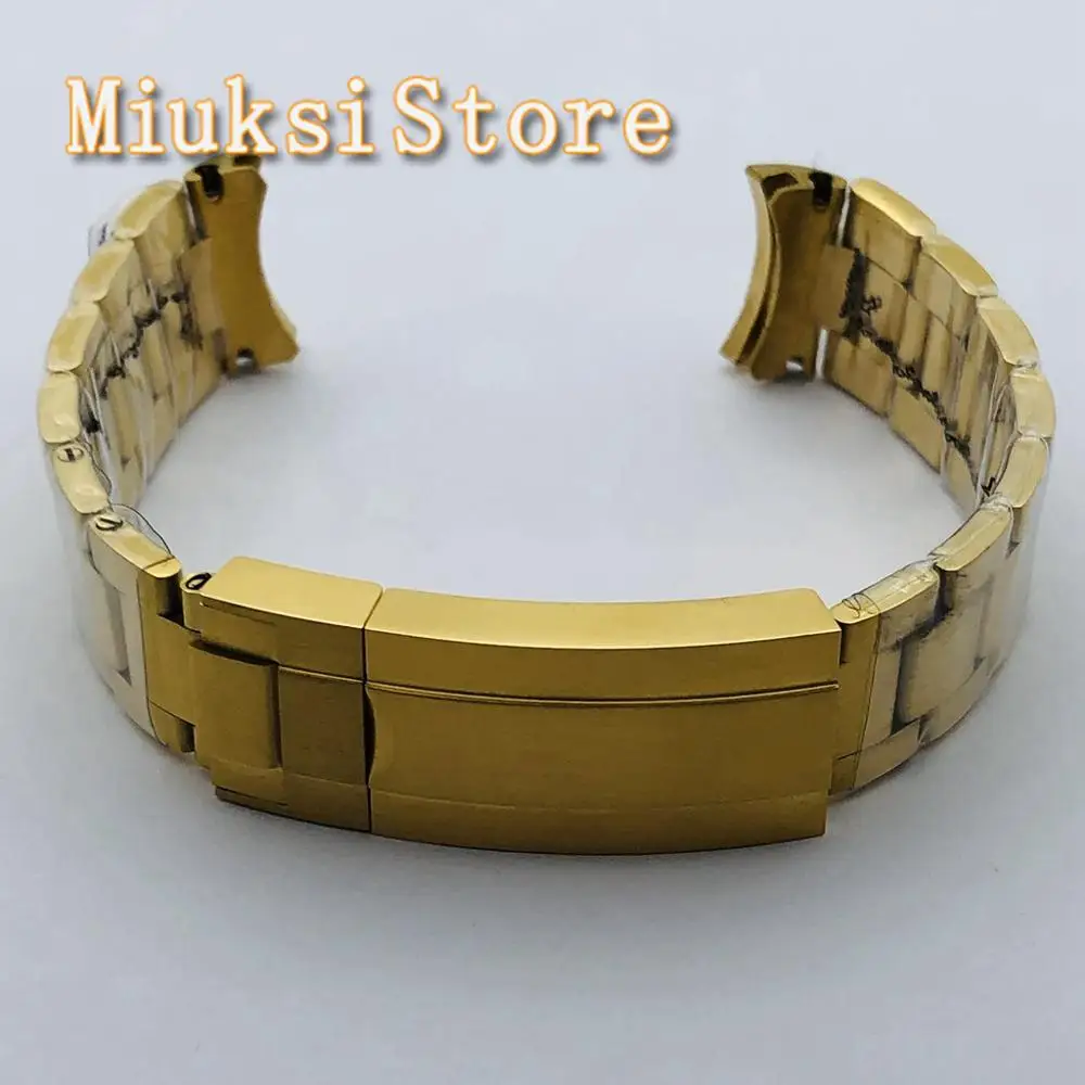 

20mm Gold Coated Solid 316L Stainless Steel Watch Bracelet Fit For 40mm Automatic Movement Mens Watch Strap