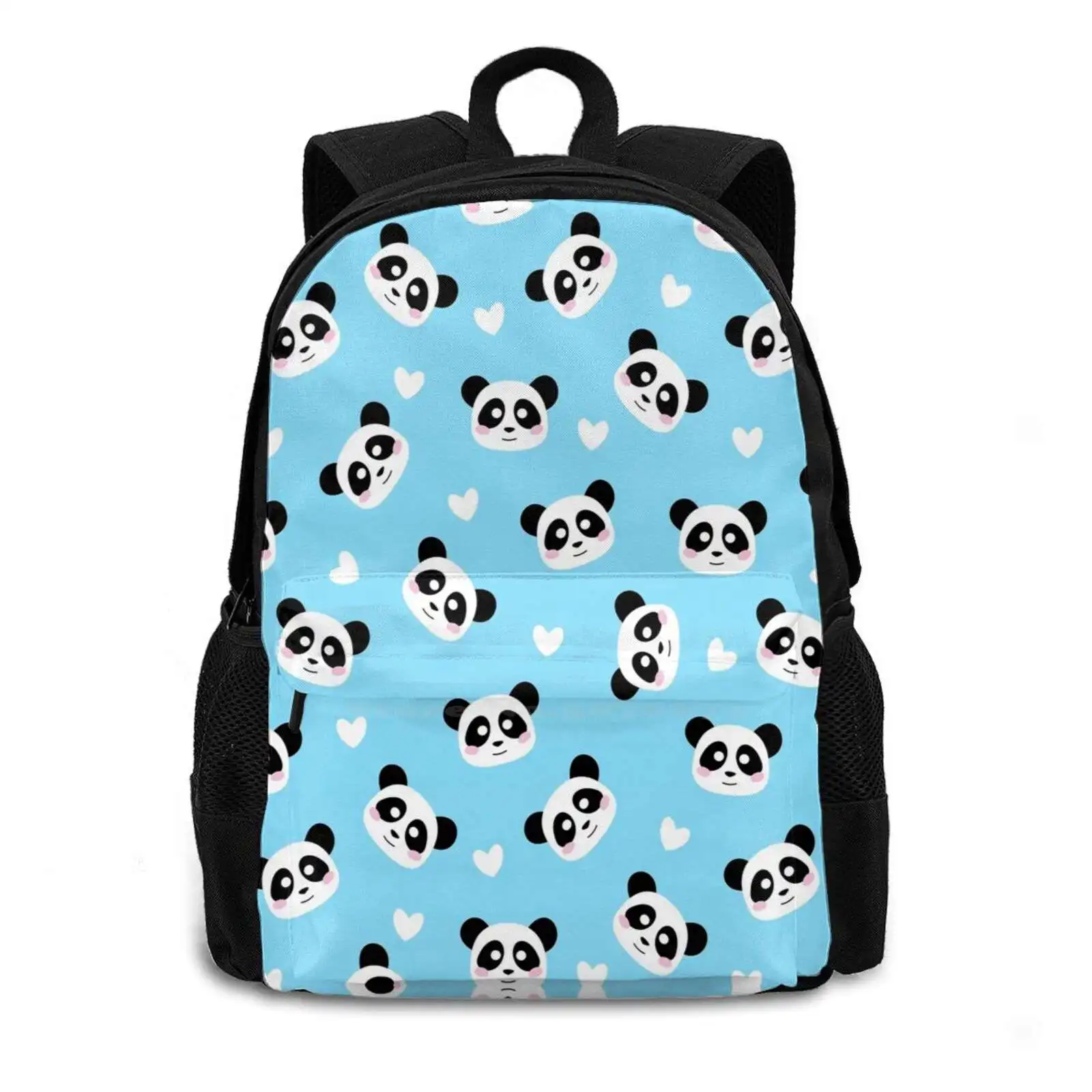 Kawaii Panda Pattern Light Blue School Bag Big Capacity Backpack Laptop 15 Inch Panda Hearts Baby Blue Bears Bear Lovers Panda