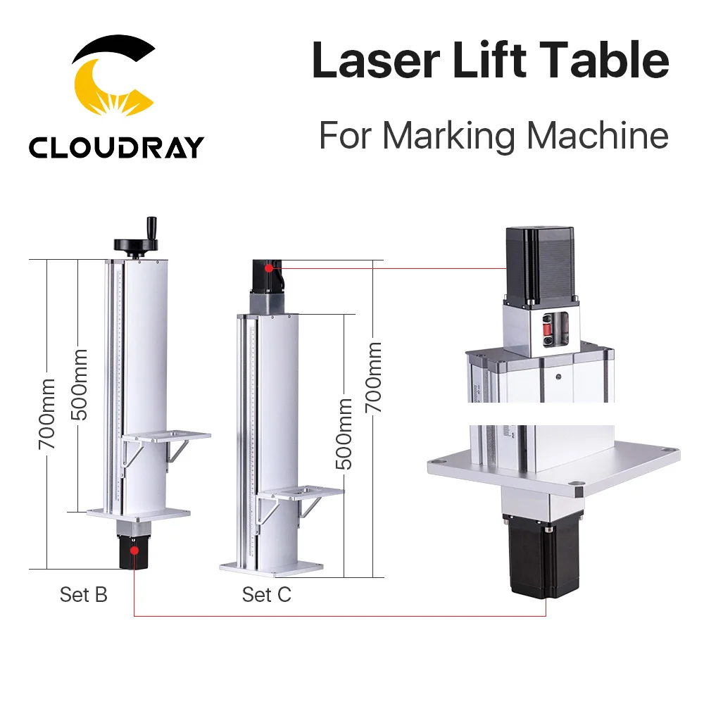 Imagem -03 - Altura 500 & 800 mm da Tabela de Levantamento da Linha Central de z da Tabela do Elevador da Máquina da Marcação do Laser de Cloudray com Controle do Motor para a Máquina da Marcação do Laser