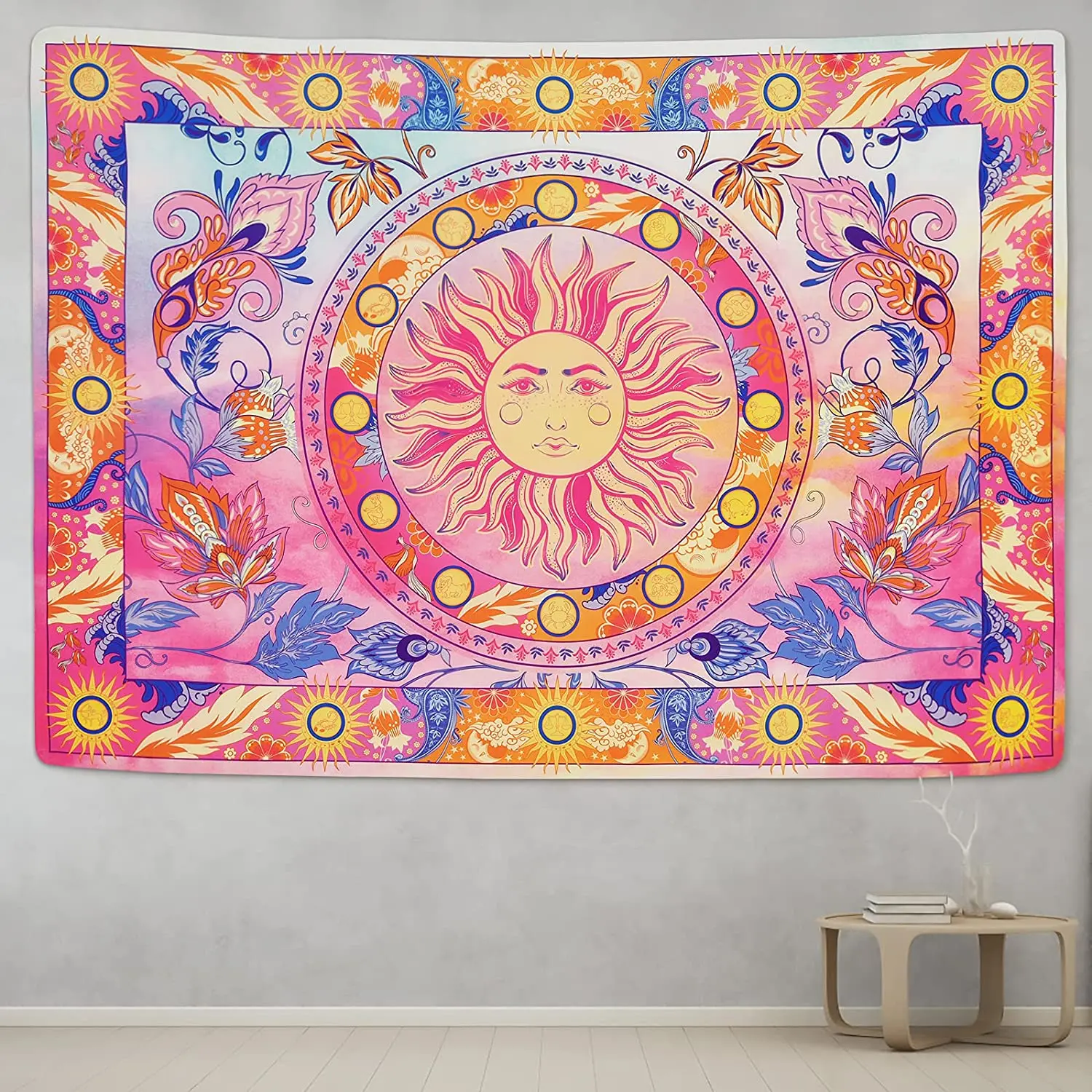 Burning Sun Tapestry Flower Vines Tapestries Vintage Floral Tapestry Mystic Tapestry Hippie Tapestry Wall Hanging for Room