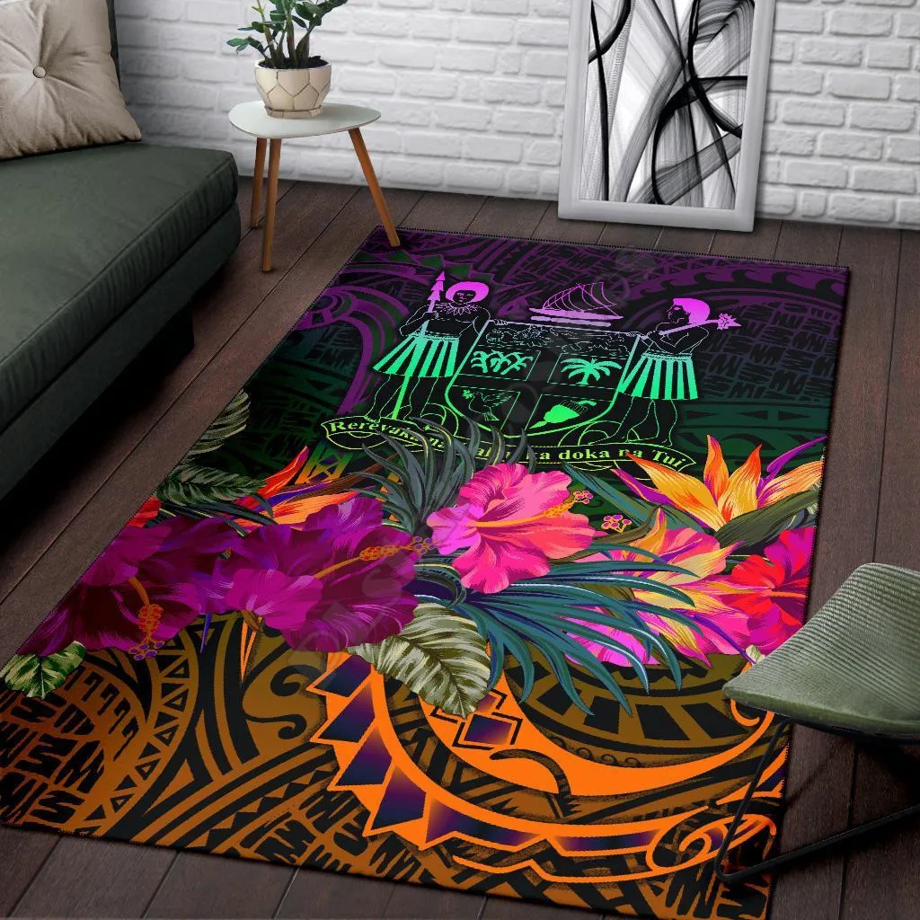 

Fiji Area Rug Summer Hibiscus 3D Printed Carpet Mat for Living Room Doormat Flannel Print Bedroom Non-slip Floor Rug 01