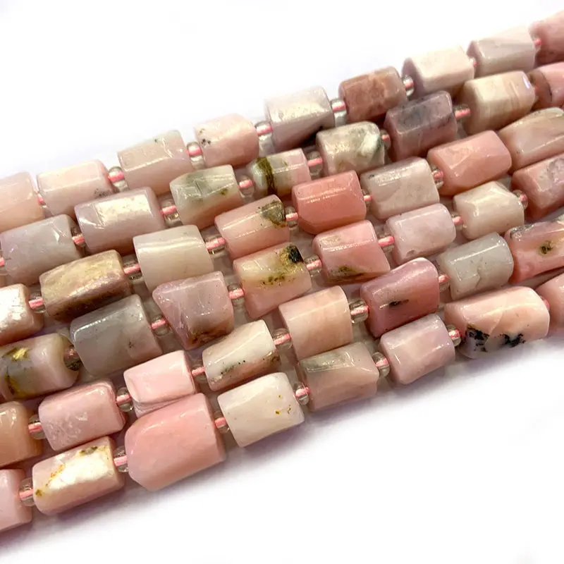 

6x8mm Natural Pink Opal Stone Beads 15‘’ Column Barrel Spacer DIY Loose Beads For Jewelry Making Beads Bracelet Necklace