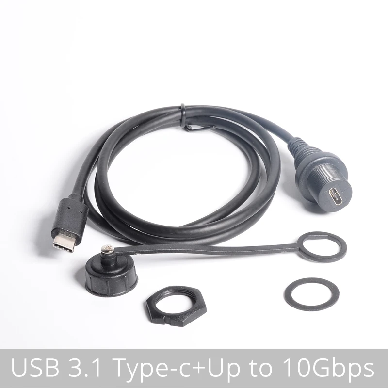 Cable de extensión de montaje USB tipo C 3,1 chapado en oro de 30cm para salpicadero de coche, barco, motocicleta, camión (USB-C 3,1 10gbps)