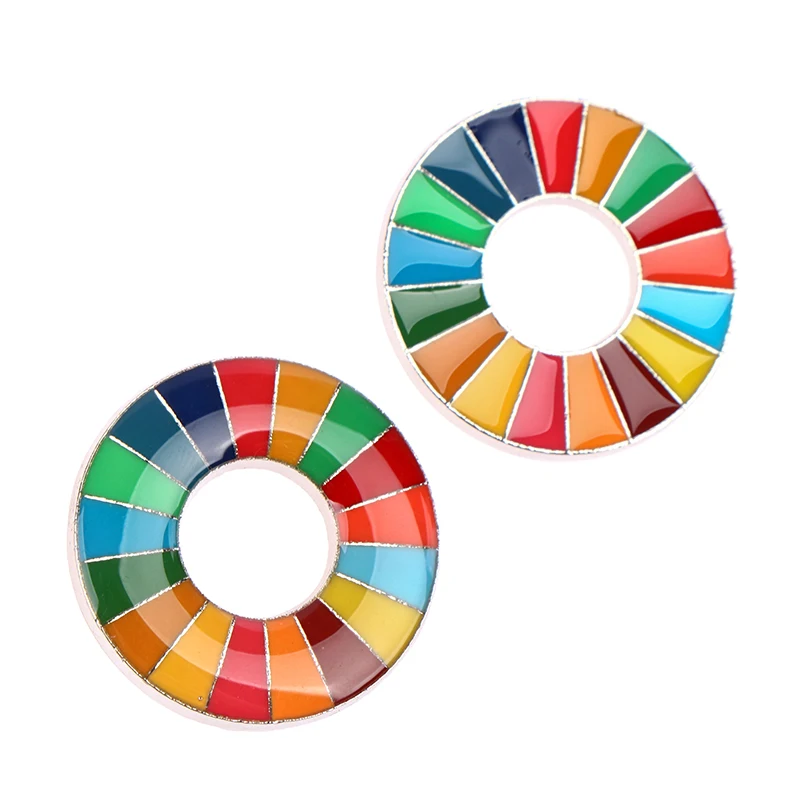 Enamal 17 Colors Sustainable Development Goals Brooch United Nations SDGs Pin Badge Fashion Rainbow Pins For Women Men