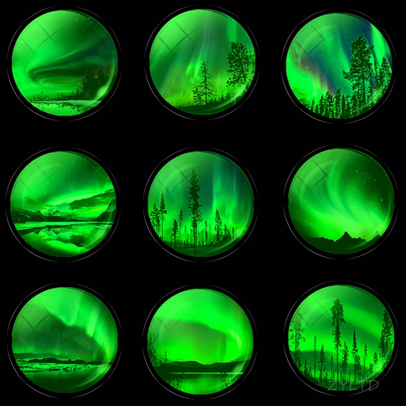 Glowing Northern Lights Fridge Magnet Round Glass Cabochon 3PCS Set Luminous Aurora Diy Refrigerator Magnets Stickers Home Decor