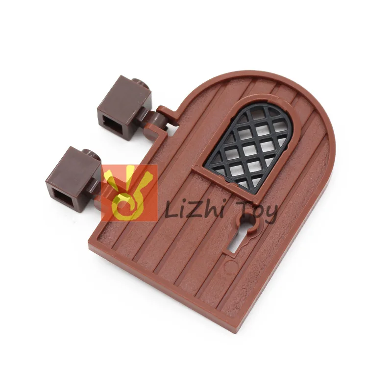 MOC 64390 Door 1x4x6 Round Top with Pane Window and Keyhole Enlighten Building Blocks Bricks Toys Compatible Construction